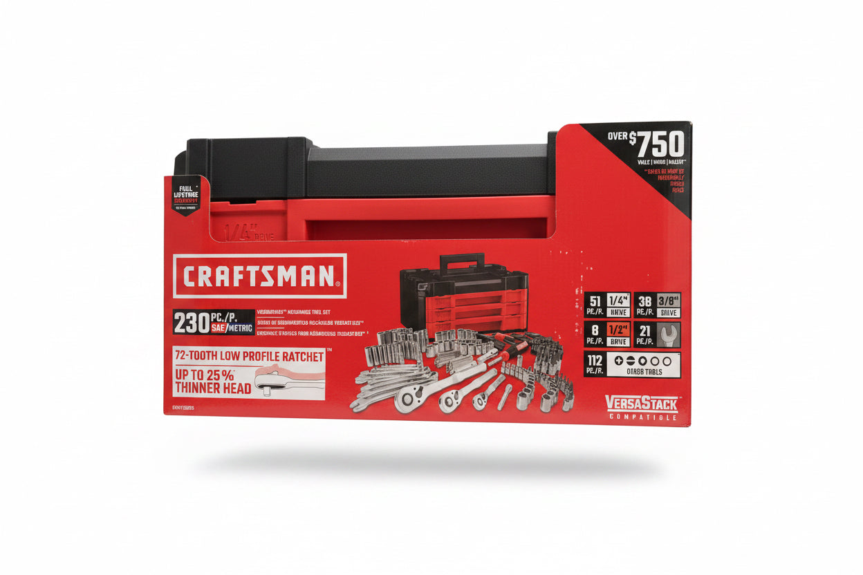 VERSASTACK 230 -Piece Metric and standard (SAE) Mechanics Tool Set with Hard Case