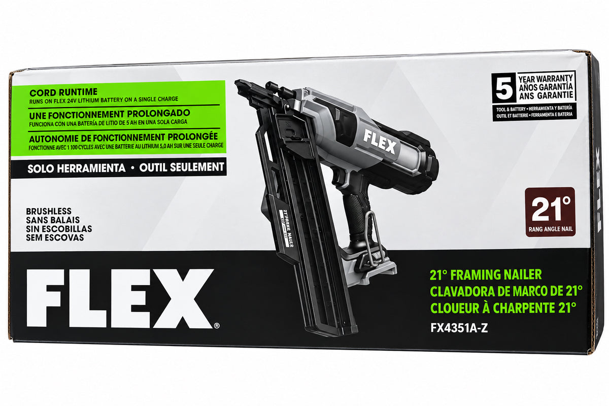 New FLEX 24V Brushless 21 Degree Framing Nailer (Bare Tool) New in Box