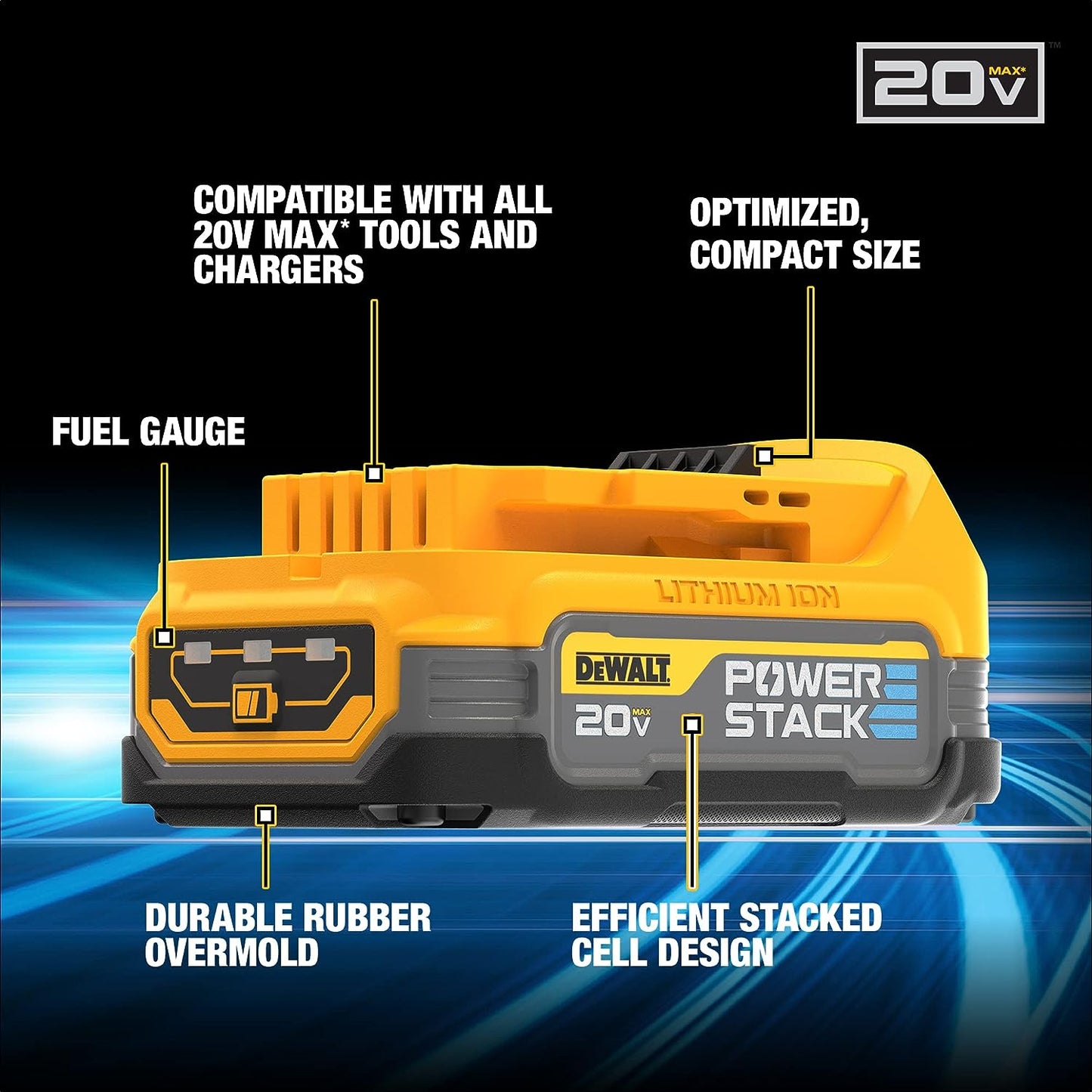 NEW DEWALT 20V MAX* Starter Kit with POWERSTACK™ Compact Battery and Charger (DCBP034C)