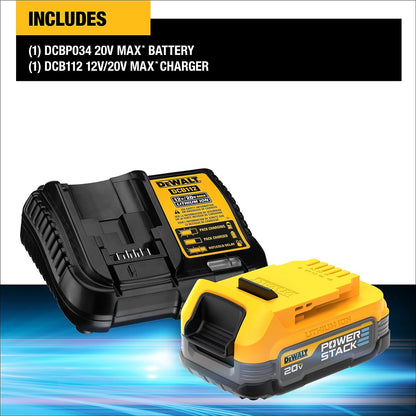 NEW DEWALT 20V MAX* Starter Kit with POWERSTACK™ Compact Battery and Charger (DCBP034C)