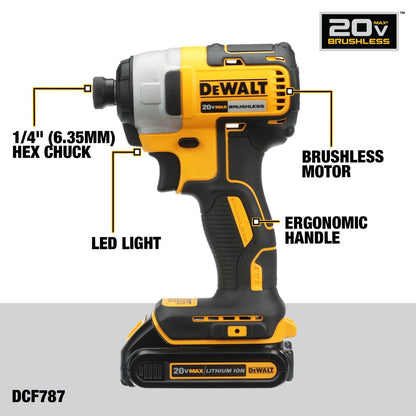 DEWALT 20V MAX Cordless Drill and Impact Driver, Power Drill Brushless 2-Tool Power Tool Combo Kit, Includes 2 Batteries, Charger and Bag (DCK277D2)