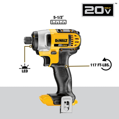 DEWALT 20V MAX Cordless Drill and Impact Driver, Power Tool Combo Kit , 2 Batteries, Charger and Bag (DCK240C2)
