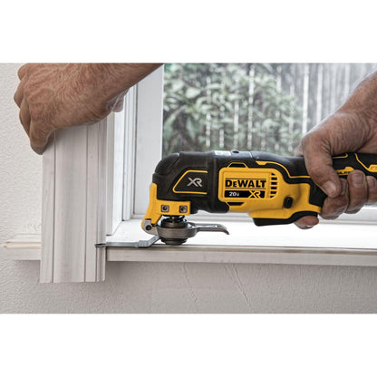 DEWALT 20V MAX XR Oscillating Multi-Tool Cordless, Variable Speed Brushless Motor Multitool with LED Light, Extended Runtime, Includes Two Wood Cutting Blades, Tool Only (DCS356B)