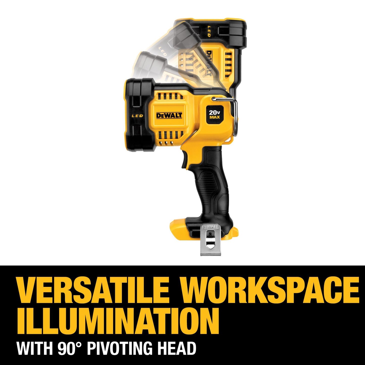 DEWALT 20V MAX LED Work Light, Handheld Spotlight with 508 Yard Distance, Pivoting Head, 1500 Lumens, Cordless, Battery Not Included (DCL043)