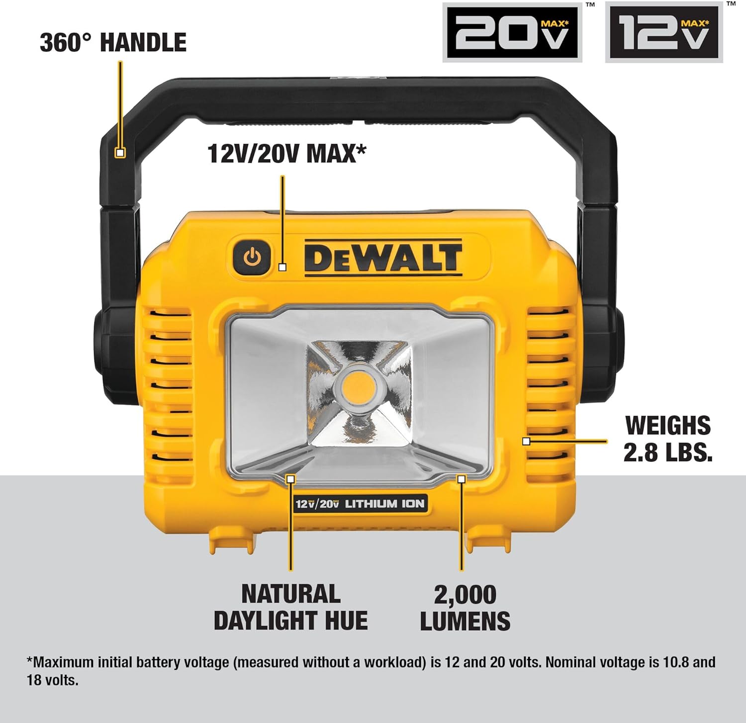 Dewalt 12/20V Compact Light DCL077B LED 2000 Lumens - Tool only