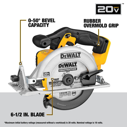 DEWALT 20V MAX Cordless Drill Driver and Circular Saw Combo Kit with 2 x 2 Ah Batteries and Charger, Contractor Bag (DCK252D2)