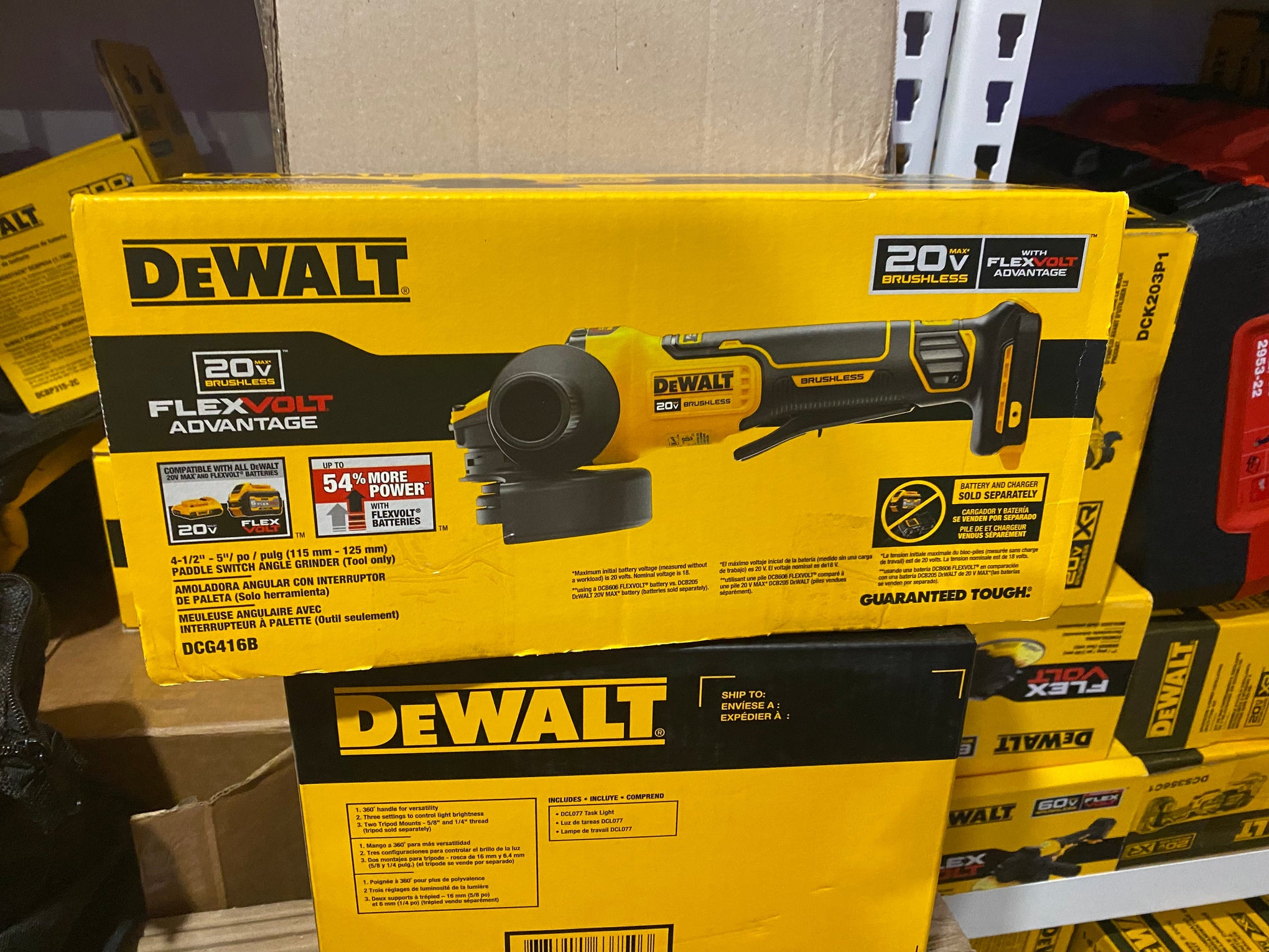 DEWALT FLEXVOLT ADVANTAGE 20V MAX* Angle Grinder, Paddle Switch, 4-1/2-Inch to 5-Inch, Tool Only (DCG416B)