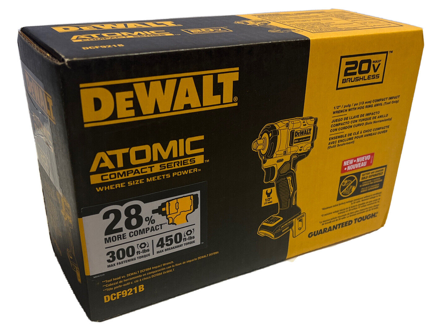 DEWALT ATOMIC 20V MAX* 1/2 in. Impact Wrench with Hog Ring Anvil (Tool Only) (DCF921B)